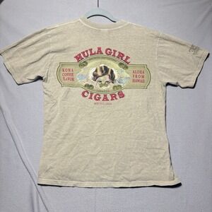 Vintage Crazy Shirts Hawaii T Shirt Men M Brown Hula Girl Cigars Tobacco 90s